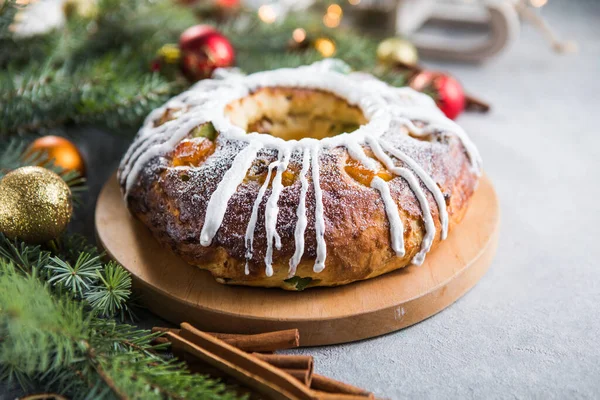 Epiphany Cake Kings Cake Roscon Reyes Rosca Reyes Traditional Spanish — Stock Photo, Image