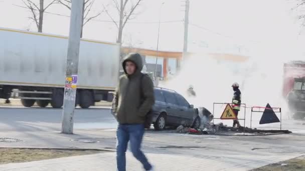 Belce Moldova Murch 2022 Auto Fiamme Momento Esplosivo — Video Stock