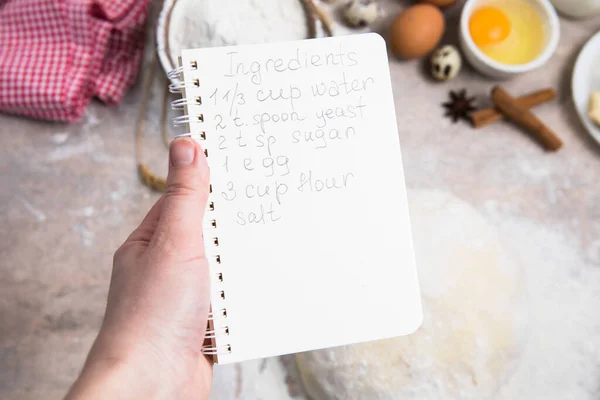 Blank Notebook Recipes Child Hands — Stock Photo, Image