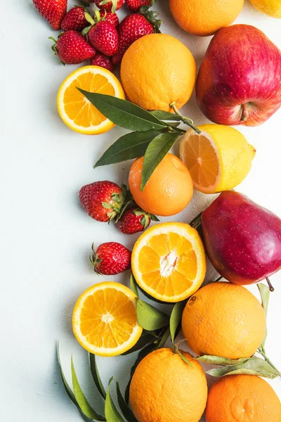 Πηγές Βιταμινών Φρούτων Φρούτα Υποβάθρου Φρέσκα Ποικιλία Φρούτων Πολύχρωμο Καθαρό — Φωτογραφία Αρχείου