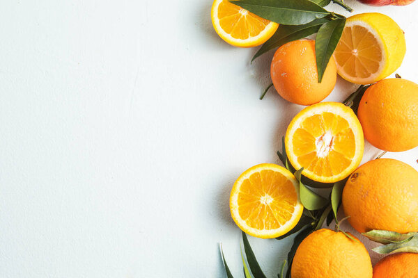 Healthy fruits, orange fruits background.  Slices of citrus fruits - oranges.