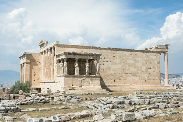 Portico Dei Cariatidi Tempio Eretteo Acropoli Atene Grecia Eretteo Eretteo — Foto Stock