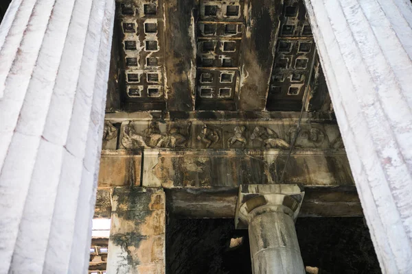 Ναός Του Ήφαιστου Στην Αθήνα Ηλιόλουστη Θέα Αρχαίων Ελληνικών Ερειπίων — Φωτογραφία Αρχείου