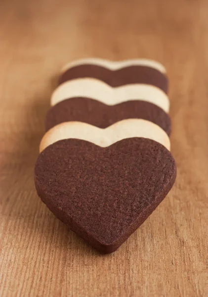Black and white heart shaped cookies — Stock Photo, Image