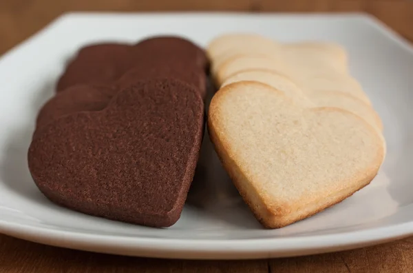 Black and white heart shaped cookies — Stock Photo, Image