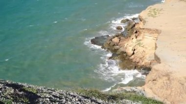 Cabo de la vela sahilinin havadan görünüşü, La Guajira, Kolombiya.