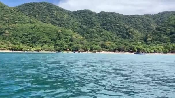 Tayrona National Park Colombia Sea Beach Aerial View — Stockvideo