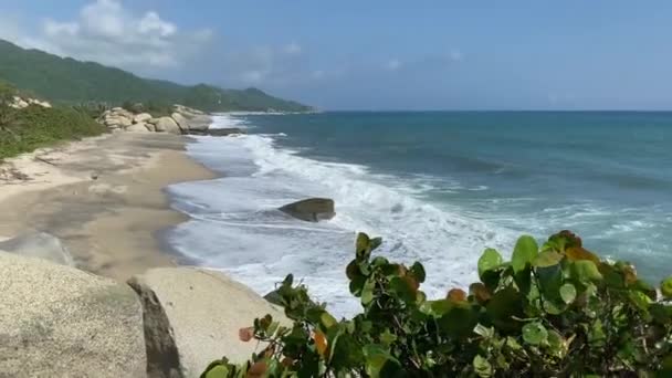 Pemandangan Taman Nasional Tayrona Magdalena Kolombia Pantai Ini Disebut Caaveral — Stok Video