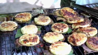 Arepa. Roasted corn flour arepas. Colombian Food