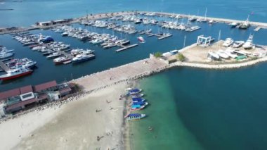 Drone view of Santa Marta, Colombia and bay
