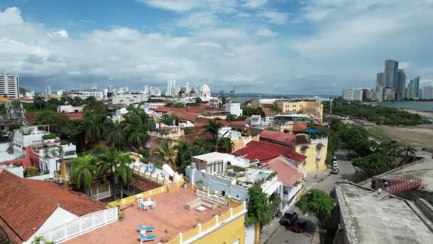 Elevated View Cartagena Colombia Skyline — Vídeos de Stock