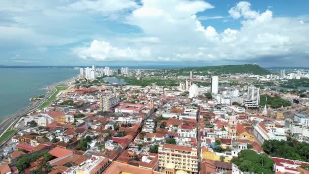 Daytime View Houses Street Cartagena — Stockvideo