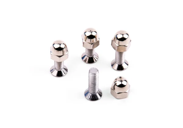 Chrome bolts with spherical nut — Stock Photo, Image