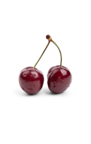 Ripe, juicy cherry on white background — Stock Photo, Image