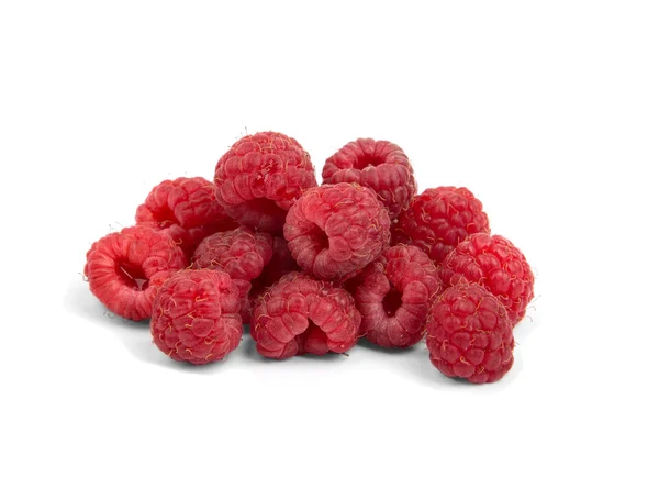 Juicy ripe raspberries on a white background — Stock Photo, Image