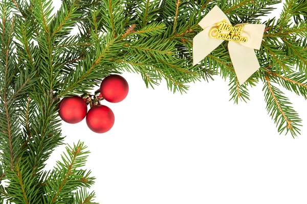 Marco de Navidad con arco blanco y bola roja — Foto de Stock