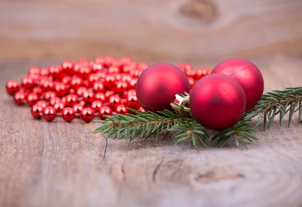 Christmas decoration on rustic wood — Stock Photo, Image