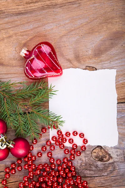 Christmas Greeting Card whith glass heart — Stock Photo, Image