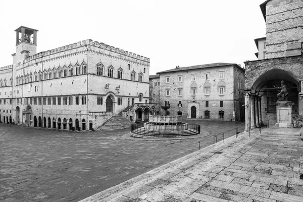 Incrível Quadrado Preto Branco Cidade Perugia — Fotografia de Stock