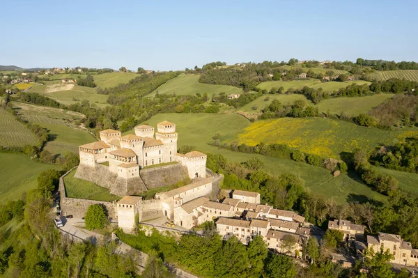 Prachtig Middeleeuws Uitzicht Het Kasteel Stad Torrechiara — Stockfoto