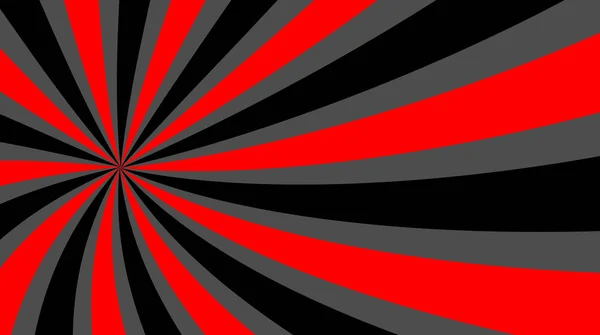 Arkaplanda siyah, kırmızı ve gri ışınlar var. Kıvrımlı spiral arka plan. Dönen ışınlar. Vektör illüstrasyonu