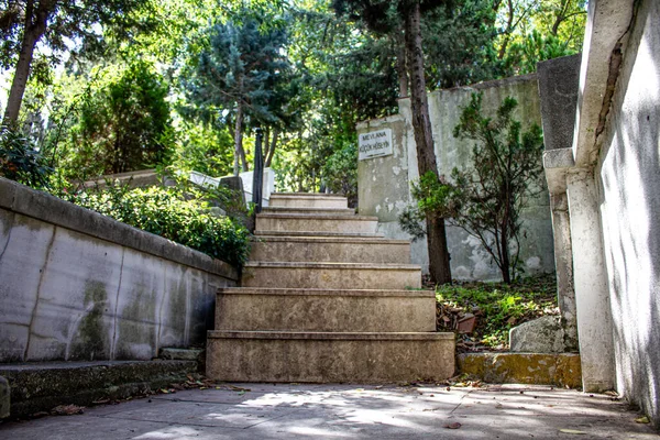 Eyup Turkey October Wednesday 2021 Green Trees Stairs Cemetery — 图库照片