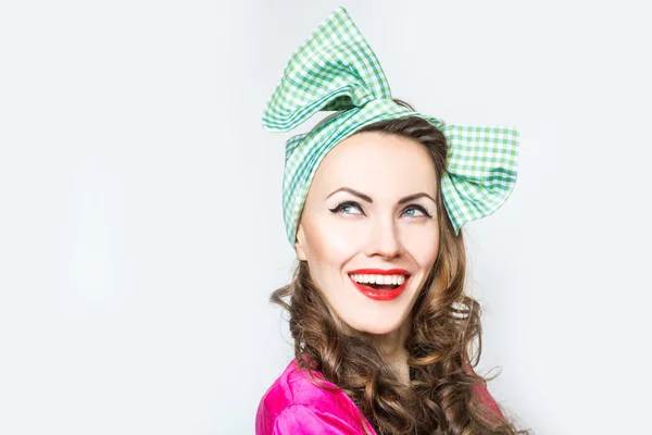 Pin-up girl happy smiling — Stock Photo, Image