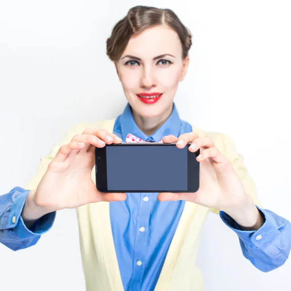 Young woman with mobile phone — Stock Photo, Image
