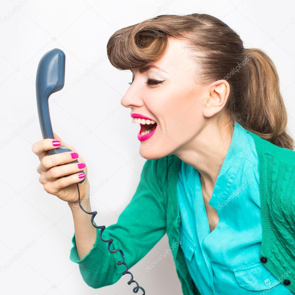 Angry style woman on the phone