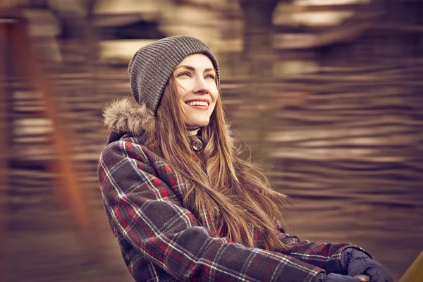 Happy girl carousel — Stock Photo, Image