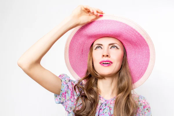 Verrast hoed vrouw — Stockfoto