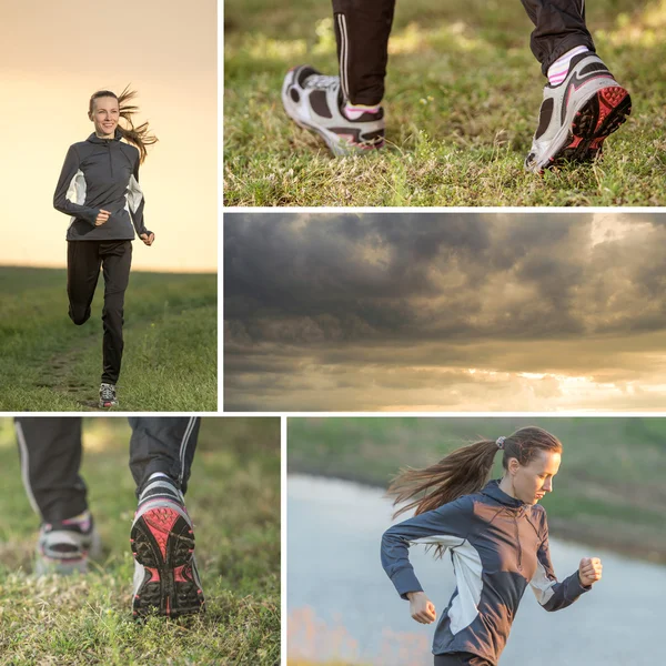 Correr collage mujer — Foto de Stock