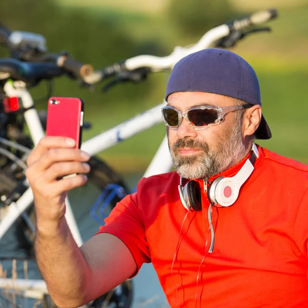 Happy male cyclist — Stock Photo, Image