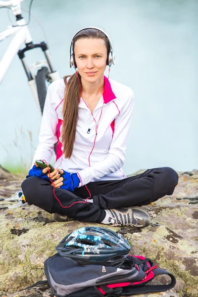 Portret sport fiets vrouw — Stockfoto