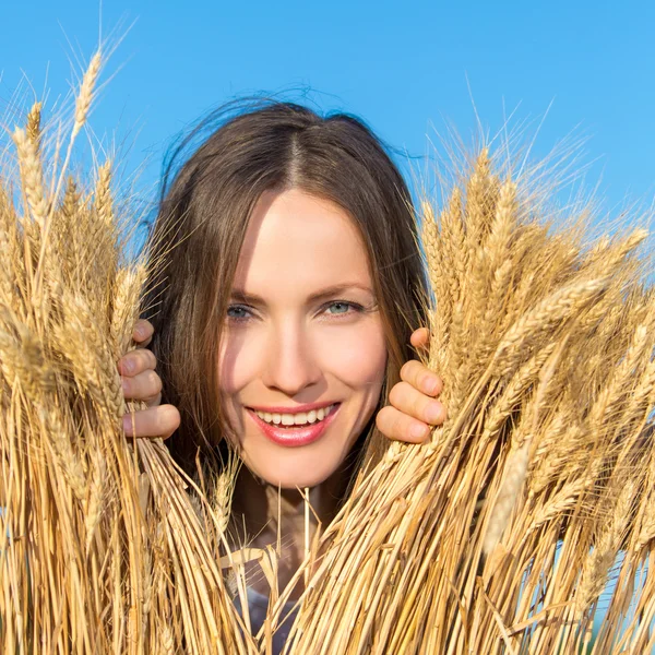 Summer beauty woman in a field — Stock Photo, Image