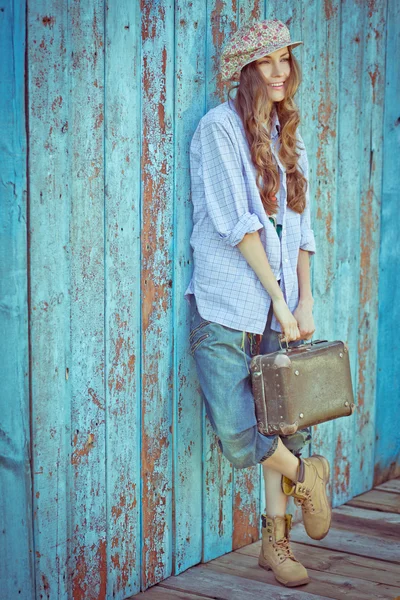 Hipster ragazza in stile — Foto Stock