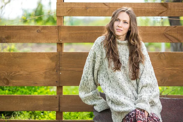 Herfst vrouw trui — Stockfoto