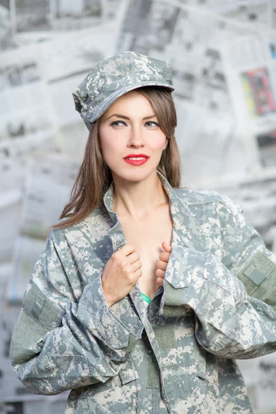 Military sexy woman — Stock Photo, Image