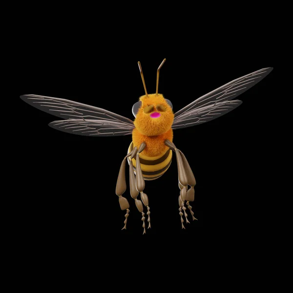 Model One Bee Isolated Black Backgrounds Cartoon Character Bee Facial — Foto de Stock