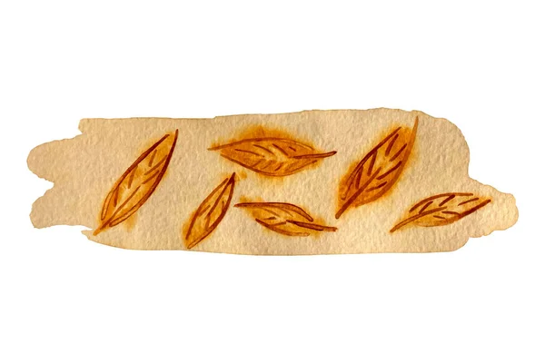 Sonbahar bayrağı çizgisi suluboya yaprak dokusu kağıdı — Stok Vektör