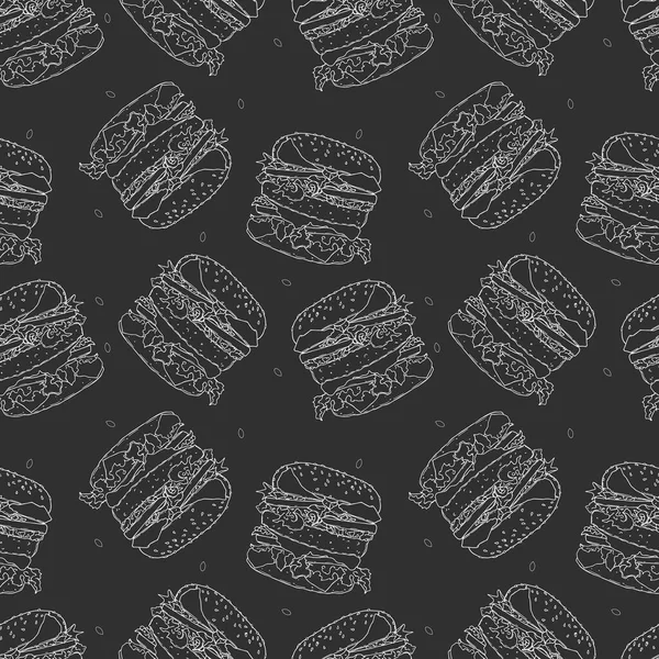 Hamburger kalıpları beyaz ve siyah el yapımı çizimler..