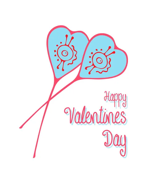 Szczęśliwych Walentynek Ilustracja Bazgrołami Serca Pocztówka Gratulacje Miłość Pasja Odizolowany — Wektor stockowy