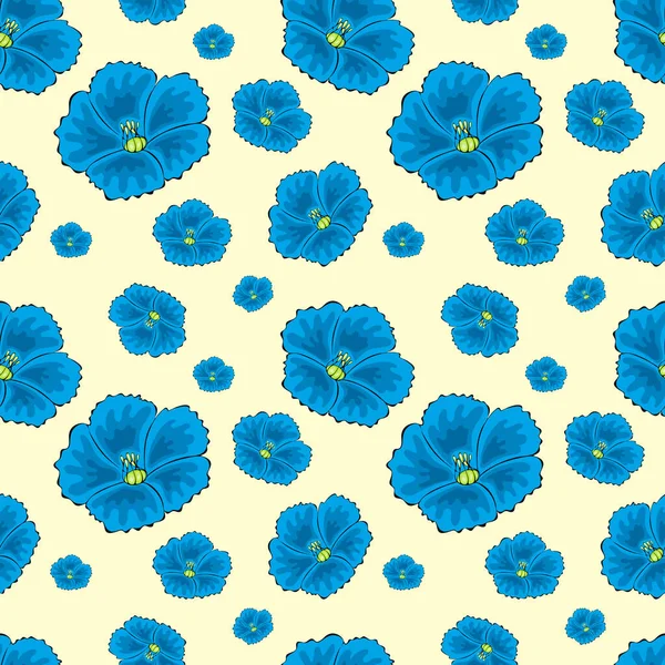 Flores de linum azul lino. Patrón sin costuras. Ilustración vectorial. — Vector de stock