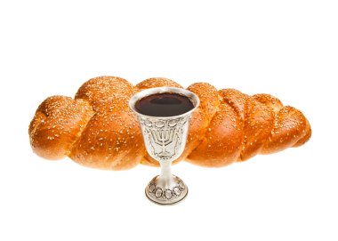 Challah and Kiddush cup clipart