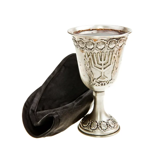 Challah Kiddush cup and Yarmulke — Stock Photo, Image