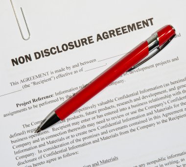 Non disclosure agreement and pen clipart