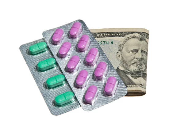 Dollar Currency and Pills — Stock Photo, Image