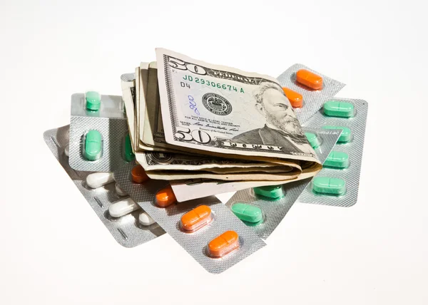 Dollar Currency and Pills — Stock Photo, Image