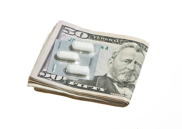 Dollar Currency and Pills — Stock Photo, Image