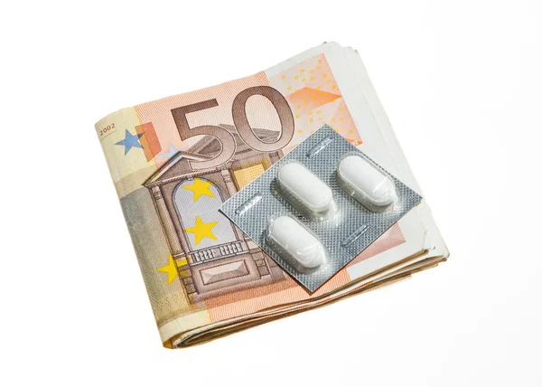 Euro Currency and Pills — Stock Photo, Image